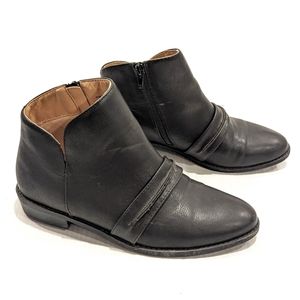 C LABEL black faux leather ankle booties